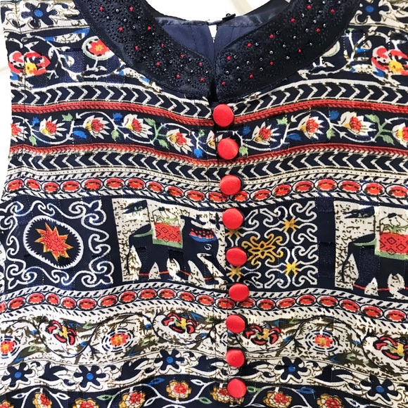Vintage 90s Anthropologie XS Print Tunic Crop Top - Picture 4 of 10